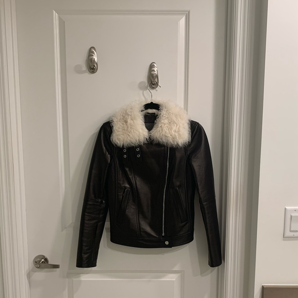 Theory Bonded Leather/Shearling Jacket size P (XS)
